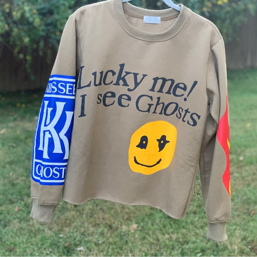 hbat 🫠 Kids See Ghosts 👻 Cropped Crew Sweatshirt Size Medium // graphic tee
